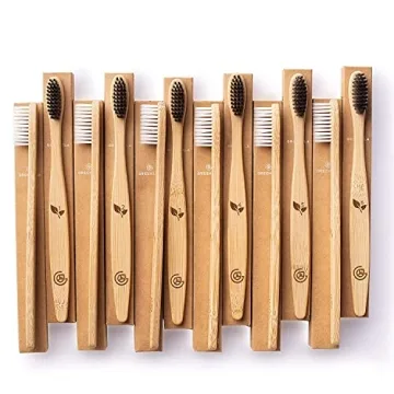 Greenzla Bamboo Toothbrushes 12 Pack Eco-Friendly Dental Care