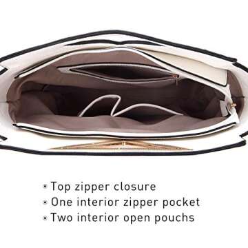 Dasein Women Designer Handbag Cut Out Triangle Top Handle Bag Large Tote Bag Fashion Work Purse (7464 White)