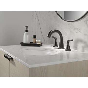 Delta Faucet Broadmoor Pull Down Bathroom Faucet Black, Bathroom Pull Out Faucet, Widespread Bathroom Faucet 3 Hole with Magnet Dock, Bathroom Sink Faucet, Matte Black 35765LF-BLPD