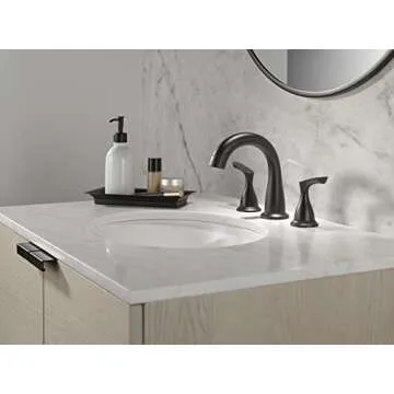 Delta Faucet Broadmoor Pull Down Bathroom Faucet Black, Bathroom Pull Out Faucet, Widespread Bathroom Faucet 3 Hole with Magnet Dock, Bathroom Sink Faucet, Matte Black 35765LF-BLPD