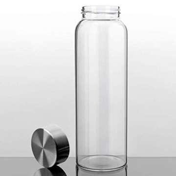 Kablo 32 oz Glass Water Bottle, 100% Borosilicate Glass, BPA Free, Leak-Proof Stainless Steel Lid, Wide Mouth, Eco-Friendly (2nd Generation)