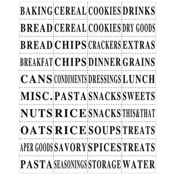 Zonon 8 Pcs Basket Labels Clips with 40 Pcs Pantry Labels Set Removable Bin Labels 3.5 x 2.4 Inch Clip on Labels for Kitchen Storage Bins Basket Box Pantry Organization, White Holders Black Words