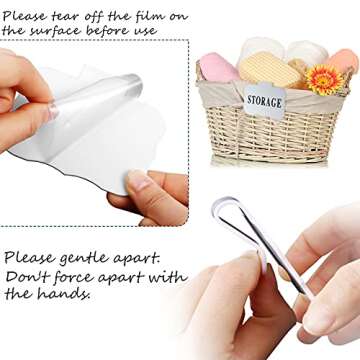 Zonon 8 Pcs Basket Labels Clips with 40 Pcs Pantry Labels Set Removable Bin Labels 3.5 x 2.4 Inch Clip on Labels for Kitchen Storage Bins Basket Box Pantry Organization, White Holders Black Words