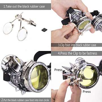 FOCUSSEXY Vintage Steampunk Goggles for Festivals and Cosplay