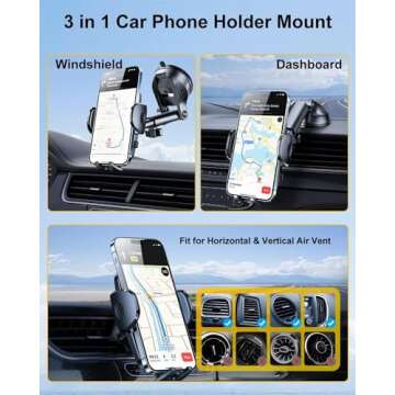 Rorhxia 3-in-1 Phone Holder: Ultimate Car Mount Solution