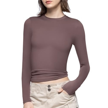 PUMIEY Sleek Women Long Sleeve Crew Neck Top for Every Occasion