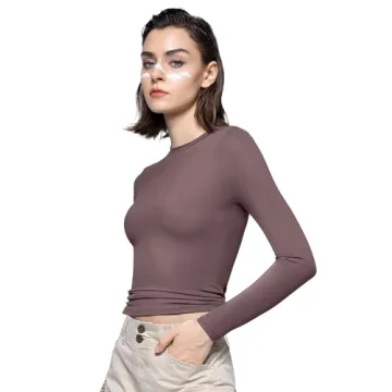 PUMIEY Sleek Women Long Sleeve Crew Neck Top for Every Occasion