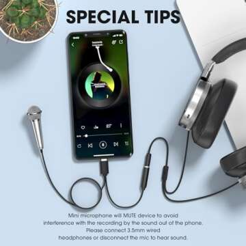 Mini Microphone for iPhone iPad Small ASMR Tiny Microphone for Voice Video Recording Singing, Vlogging, Podcasting YouTube (1 PCS Silver)
