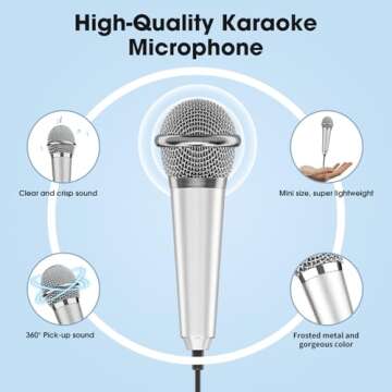 Mini Microphone for iPhone iPad Small ASMR Tiny Microphone for Voice Video Recording Singing, Vlogging, Podcasting YouTube (1 PCS Silver)