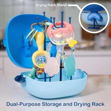 Leeray 13 Pcs Baby Teether Rattle - Baby Essentials Sensory Toy with Storage Box and Dryer, Excellen...