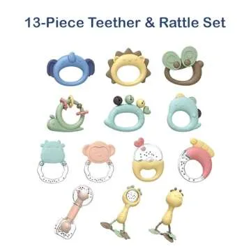Leeray 13 Pcs Baby Teether Rattle - Baby Essentials Sensory Toy with Storage Box and Dryer, Excellent Infant Toys for Baby Shower Gifts As A Teething Rattle Toy for Infant 0-3, 3-6, and 6-12 Months