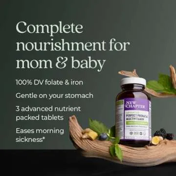 New Chapter Advanced Perfect Prenatal Vitamins, 270ct, Made with Organic, Non-GMO Ingredients for Healthy Baby & Mom - Folate (Methylfolate), Whole-Food Fermented Iron, Vitamin D3 + Ginger