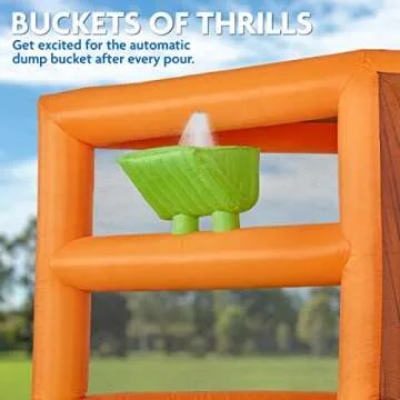 Sunny & Fun Mega Climb N’ Go Inflatable Water Slide Park – Heavy-Duty for Outdoor Fun - Climbing Wall, 2 Slides, Splash & Deep Pool – Easy to Set Up & Inflate with Included Air Pump & Carrying Case