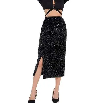 Dwirapal Sequin Velvet Skirt for Glamorous Night Out