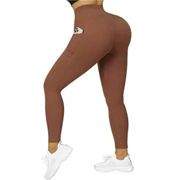 SUUKSESS High Waisted Crossover Workout Leggings with Pockets