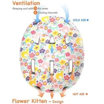 Toddler Bike Helmet for Boys and Girls, Adjustable Kids Helmets from Infant/Baby to Children, 1/2/3/4/5/6/7/8 Years Old(Flower Kitten,S)