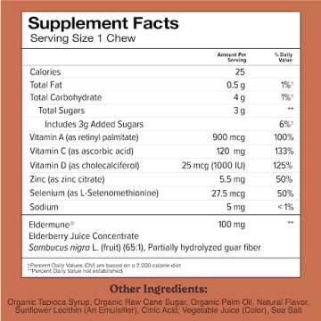 Chewsy 6-in-1 Immune Support Supplement Fruity Chews with Elderberry, Vitamin C, A & D, Zinc & Selen...