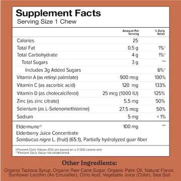 Chewsy 6-in-1 Immune Support Supplement Fruity Chews with Elderberry, Vitamin C, A & D, Zinc & Selen...