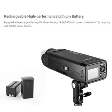 GODOX AD200 Pro AD200Pro 200Ws 2.4G Strobe Lighting Monolight, 1/8000 HSS, 500 Full Power Flashes, 0.01-1.8s Recycling, 2900mAh Battery, Bare Bulb/Speedlite Fresnel Flash Head Pocket Flash Monolight