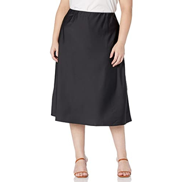 The Drop Women's Maya Silky Slip Skirt Skirt, Black, XL
