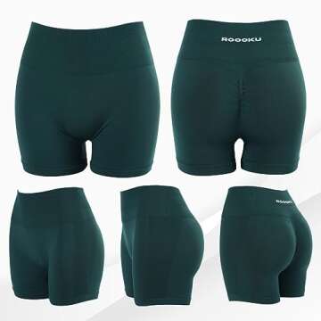 ROOOKU Uplift Gym Shorts for Women Seamless Scrunch Butt Lifting Workout Booty High Waisted Compression Yoga Shorts (Midnight,S)