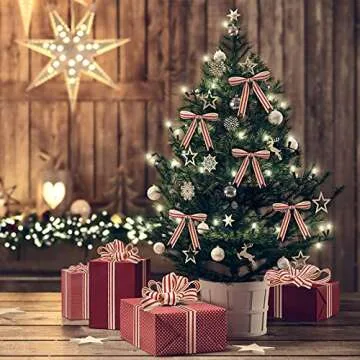 2 Rolls Natural Cotton Stripes Ribbon Striped Grosgrain Ribbon Striped Cotton Fabric Ribbon Grosgrain Decorative Wrapping Ribbon for DIY Crafts Home Decoration, 16 Yards (Red,1 cm)