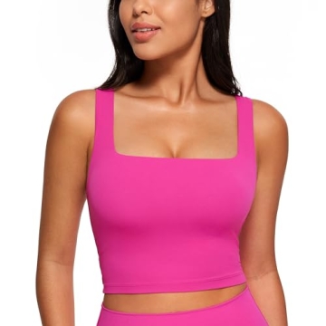CRZ YOGA Butterluxe Womens Square Neck Longline Sports Bra - Perfect for Yoga & Everyday Wear with E...