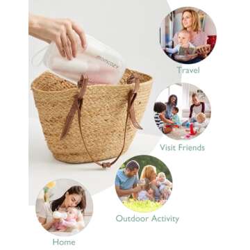 Momcozy Bottle Brush Kit, Innovative Push-Press Design for Better Cleaning - Baby Bottle Cleaner Brush for Baby Bottle, Breast Pumps, Nipples, and More - Can Generate Foam for Better Cleaning, Pink