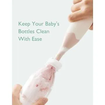 Momcozy Bottle Brush Kit, Innovative Push-Press Design for Better Cleaning - Baby Bottle Cleaner Brush for Baby Bottle, Breast Pumps, Nipples, and More - Can Generate Foam for Better Cleaning, Pink