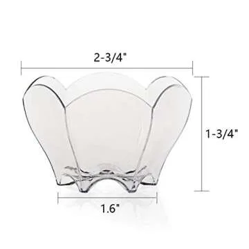 Tebery 100 Pack Mini Parfaits Dessert Cups with 100 Spoons, 2.5oz Clear Small Serving Bowl for Tasting Party Desserts Appetizers(Flower Shape)