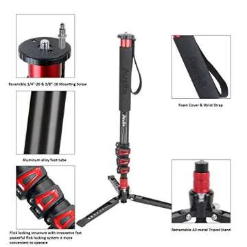 Avella A324D Aluminum 67 Inch Camera Monopod for Canon Nikon Sony DSLR