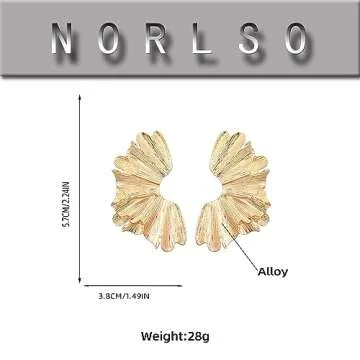 Gold Statement Earrings for Women Large Gold Earrings Gold Flower Earrings Ginkgo Leaf Earrings Summer Beach Party Jewelry for Women