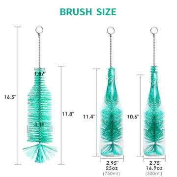 Bottle Brush Especially for Cleaning All Kinds of Narrow Neck Wine Bottles, Beer Bottles, Soda Bottl...