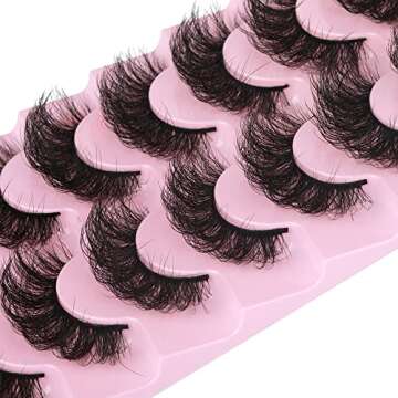 False Eyelashes Fluffy Lashes Mink Wispy Thick Volume Eye Lashes Curly Strip Lashes Extensions Natur...