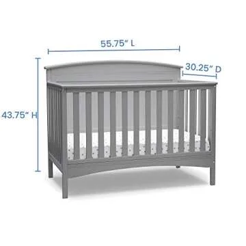Delta Children Archer 4-in-1 Convertible Baby Crib Grey