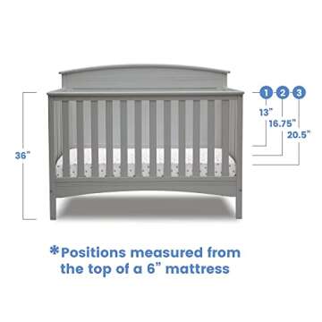 Delta Children Archer 4-in-1 Convertible Baby Crib Grey