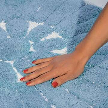 Chesapeake Bursting Flower 2 Pc. Off White & Blue Round Bath Rug Set 45951 (24" & 30")