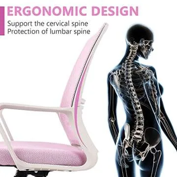 Office Chair, Ergonomic Office Chair Lumbar Support Home Office Desk Chair Computer Chair Mesh Swivel Chair Task Chair Study Chair Mid Back Office Chair with Wheels and arms, Deep Pink