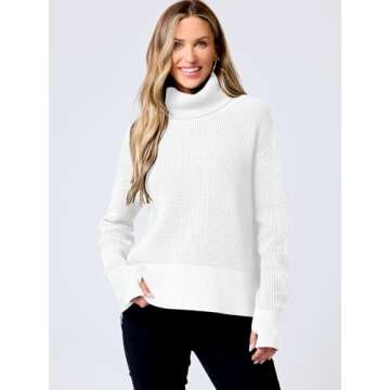 ANRABESS Womens Turtleneck Long Sleeve Sweaters Waffle Knit Casual Side Zipper Pullover Tops Thumbhole 2024 Fall Outfits