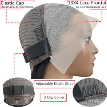 Superfect Bob Wig Human Hair 14 Inch 13x4 HD Lace Front Wigs Human Hair Free Part Pre Plucked Straight Lace Frontal Bob Wigs for Women 180% Density Human Hair Wig Natural Black Color(14 Inch, Bob Wig)