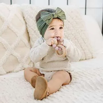 Prohouse 12 Pack Baby Nylon Headbands Hairbands Hair Bow Elastics Handmade Hair Accessories for Baby Girls Newborn Infant Toddlers Kids(Pink)