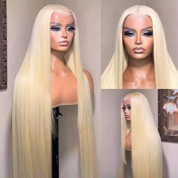 AHPAHP 613 13x6 Lace Front Wig Human Hair Straight Blonde Lace Front Wigs Human Hair 613 HD Lace Fro...