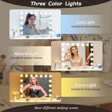 NUSVAN LED Lighted Makeup Mirror with Dimmable Bulbs & USB