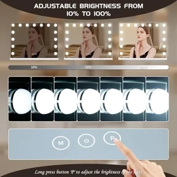 NUSVAN LED Lighted Makeup Mirror with Dimmable Bulbs & USB