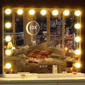 NUSVAN LED Lighted Makeup Mirror with Dimmable Bulbs & USB