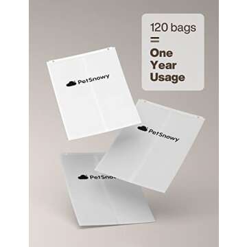 PetSnowy SNOW+ Cat Litter Box Liners, Self-Sealing Waste Drawer Bags for Automatic Cat Litter Box, 120 Pcs