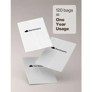 PetSnowy SNOW+ Cat Litter Box Liners, Self-Sealing Waste Drawer Bags for Automatic Cat Litter Box, 120 Pcs