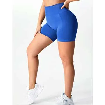 YEOREO Women Intensify Athletic Shorts Seamless Scrunch Workout Shorts High Waisted Active Gym Yoga Shorts Navy M