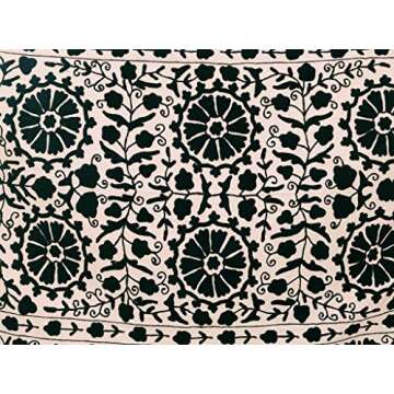 Traditional Jaipur Suzani Black Uzbekistan Wall Hanging, Suzani Bedspread Bed Cover, Bright Suzani Bedsheet, Bohemain Decor Boho Home Decor Suzani Embroidered Tapestry 60x 90 Inches