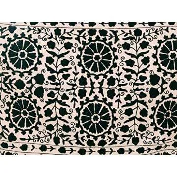 Traditional Jaipur Suzani Black Uzbekistan Wall Hanging, Suzani Bedspread Bed Cover, Bright Suzani Bedsheet, Bohemain Decor Boho Home Decor Suzani Embroidered Tapestry 60x 90 Inches